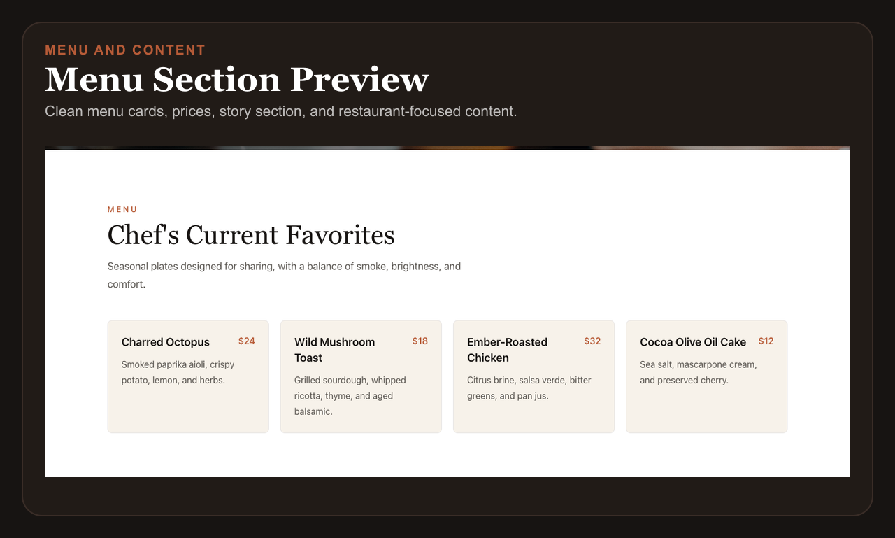 Restaurant demo preview